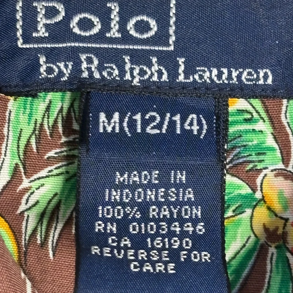 Polo Ralph Lauren vintage‎ Brown/Green Hawaiian Loop Collar youth size M 10-12
